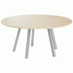 TABLE RÉUNION EVAN Ø 160 CM PIED ALU PLATEAU CHÊNE CLAIR - MBA