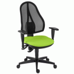 CHAISE DE BUREAU HOLLY TISSU ET MAILLE VERT - DOSSIER HAUT ACCOUDOIRS - MÉCANISME CONTACT PERMANENT - PIEDS NOIR