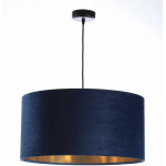 BPS KONCEPT - SUSPENSION GLAMOUR VELVET - Ø 50 CM - H25 CM - BLEU MARINE ET DORÉ BRILLANT