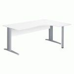 BUREAU COMPACT EXCELLENS L180 CM BLANC RETOUR À DROITE PIÉTEMENT 