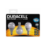 DURACELL - LOT DE 3 AMPOULES LED SPHÉRIQUE DOUILLE E14 25 WATTS
