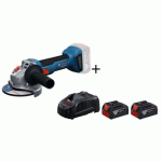 PACK MEULEUSE GWS 18V-8 125MM 06019N9000 + 2 BATTERIES PRO GBA 18V 4.0AH + CHARGEUR PRO BOSCH