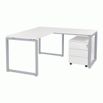 TABLE OFFICE PRO PIED CARRE 180 X 80 CM BLANC PIED ALU
