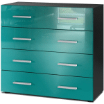 VLADON COMMODE BUFFET ARMOIRE PAVOS EN NOIR MAT - HAUTE BRILLANCE & TONS NATURELS - TURQUOISE HAUTE BRILLANCE - TURQUOISE HAUTE BRILLANCE