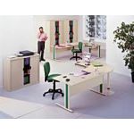 BUREAU FIXE 80 CM BEIGE MODULO 2 - PIEDS BLEUS