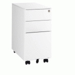 CAISSON MOBILE MÉTAL 3 TIROIRS PETITE LARGEUR BRUNEAU BLANC