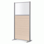 CLOISON B-ZEN SEMI VITRÉE BOIS H 160 X P 81 CM - CHÊNE CLAIR PIED FIXE ALUMINIUM