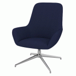 FAUTEUIL CITY DOSSIER MOYEN PIED ALU TISSU BLEU MARINE - QUADRIFOGLIO
