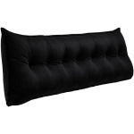 VERCART - GRAND OREILLER DE LIT DÉCORATIF, COUSSIN DE LECTURE CAPITONNÉ DE BOUTONS, OREILLER DE CORPS POUR DORMEUR LATÉRAL, NOIR VELOURS, 200 X 8 X