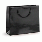 SAC PELLICULÉ BRILLANT NOIR  12X16X7 CM