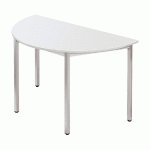 TABLE MODULAIRE DOMINO 1/2 ROND - L. 120 X P. 60 CM - PLATEAU GRIS - PIEDS GRIS