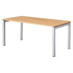 BUREAU DROIT ACTUAL - L. 180 X P. 80 CM - PLATEAU CHÊNE  - 4 PIEDS ALUMINIUM