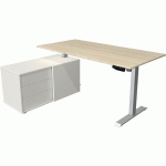 BUREAU RÉGLABLE AVEC RANGEMENT MOVE 1 - ARGENT - ÉRABLE - KERKMANN