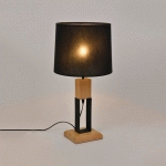 LAMPE BASE RECTANGLE EN BOIS NATUREL NATUREL/NOIR