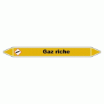 LOT DE 3 - MARQUEUR DE TUYAUTERIE - GAZ RICHE - NFX 08-105 - VINYLE LAMINÉ 355 X 37 MM