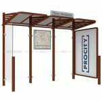 ABRI BUS CONVIVIALE 3 M VITRINE DR BARD. GAUC ASPECT CORTEN - PROCITY