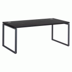 BUREAU DROIT L 180 X P 90 CM PLATEAU NOIR ÉBÈNE PIÈTEMENT ACIER ANTHRACITE SHINY