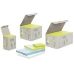 POST-IT® TOUR DE 6 BLOCS POST-IT® RECYCLÉ COULEUR 76 X 76 MM.