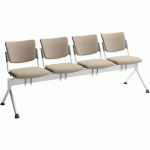 POUTRE CAMPUS TAPISSÉE TISSU POUR VISITEUR-4 PLACES-BEIGE - QUADRIFOGLIO