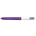 4 COULEURS SHINE - STYLO BILLE RETRACTABLE POINTE MOYENNE 1 MM - CORPS VIOLET METAL - LOT DE 2