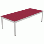 TABLE CARÉLIE 180X80 T2 - 4P STRAT POLYU. CERISE GRIS/9006 - MOBIDECOR