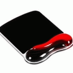 TAPIS SOURIS AVEC REPOSE-POIGNET ERGONOMIQUE NOIR/ROUGE