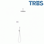 KIT DE DOUCHE THERMOSTATIQUE ÉLECTRONIQUE ET ENCASTRÉ SHOWER TECHNOLOGY BLANC MAT - TRES 09286567BM