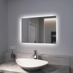 MIROIR DE SALLE DE BAIN LED MIROIR AVEC RÉTRO-ÉCLAIRAGE LED 70X50CM LUMIÈRE BLANCHE FROIDE - EMKE