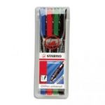 STABILO POCHETTE DE 4 FEUTRES POUR RÉTROPROJECTION POINTE SUPER FINE ENCRE PERMANENTE ASSORTIS