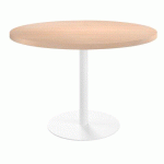 TABLE DE RÉUNION RONDE ECLA CHÊNE CLAIR Ø 120 CM PIÉTEMENT BLANC