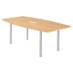TABLE TONNEAU AVEC ÉLECTRIFICATION ACTUAL L. 200 X 100 CM - PLATEAU CHÊNE  - 4 PIEDS CARRÉS ALUMINIUM
