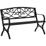 BANC DE JARDIN 2 PLACES STYLE NÉO-RÉTRO FER FORGÉ DIM. 128L X 58L X 85H CM ACIER ÉPOXY FONTE NOIR - NOIR