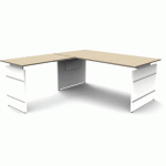 BUREAU RÉGLABLE FORM4 L180XP80CM+EXTENSION L100CM ÉRABLE - KERKMANN
