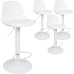 LOT DE 4 TABOURETS DE BAR HALOYO EN CUIR SYNTHÉTIQUE RÉGLABLE EN HAUTEUR,PIVOTANT À 360°,SOCLE CHROMÉ,BLANC