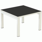 TABLE BASSE EASY OFFICE 60X60 CM PIED BLANC PLATEAU BLANC/NOIR - MANUTAN COLLECTIVITÉS