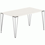 TABLE RÉUNION LORI 140 X 80 CM PLATEAU PIN PIED NOIR - MBA