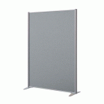 CLOISON ACOUSTIQUE PLEINE B-ZEN - TISSU - L 122 X H 160 CM - GRIS - PIED FIXE COLORIS ALUMINIUM