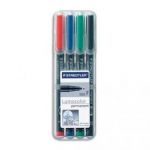 STAEDTLER POCHETTE DE 4 FEUTRES POUR RÉTROPROJECTION POINTE FINE ENCRE PERMANENTE ASSORTIS LUMOCOLOR