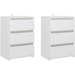 TABLES DE CHEVET 2 PCS BLANC 40X35X62,5 CM AGGLOMÉRÉ