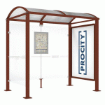 ABRI BUS VOÛTE 2.50 M VITRINE 1 BARDAGE LAT. ASPECT CORTEN - PROCITY