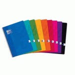 LOT DE 10 - CAHIER OXFORD COLOR LIFE A4 GRANDS CARREAUX SEYÈS 100 PAGES RELIURE SPIRALE COUVERTURE CARTE COLORIS ASSORTIS