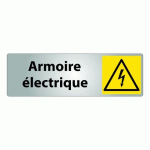 LOT DE 2 - PANNEAU DANGER - PICTOGRAMME ARMOIRE ÉLECTRIQUE - W012 - ISO 7010 250 X 80 MM ARGENT