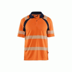 POLO DE TRAVAIL HAUTE VISIBILITÉ ANTI-UV 3595 - ORANGE FLUO ET BLEU MARINE - M BLAKLADER