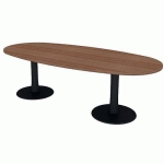 TABLE DE RÉUNION PLATEAU OVALE L.240 NOYER CANALETTO 2 PIEDS - QUADRIFOGLIO
