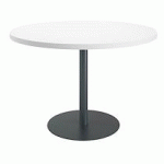 TABLE DE RÉUNION RONDE BLANC Ø 120 CM - PIÉTEMENT ANTHRACITE - ARCH