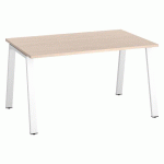 BUREAU DROIT ECLA CHÊNE CLAIR L 140 X P 80 CM PIÈTEMENT MÉTAL FINITION BLANC