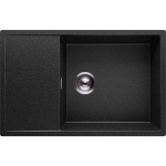 EVIER CUISINE EN GRANIT 78 X 50 CM LAVABO 1 BAC + KIT DE VIDAGE CLASSIQUE, ÉVIER À ENCASTRER DE PRIMAGRAN, ANTHRACITE - ANTHRACITE