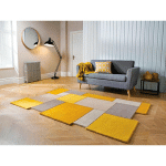 FLAIR RUGS - TAPIS DESIGN EN LAINE GÉOMÉTRIQUE POUR SALON COLLAGE JAUNE 90X150 - JAUNE