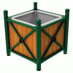 JARDINIÈRE AC/BOIS PROVINCE CITY 80X80 BAC CHÊNE/VERT 6005 - PROCITY