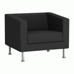 FAUTEUIL ODEL - TISSU NOIR, PIEDS MÉTAL